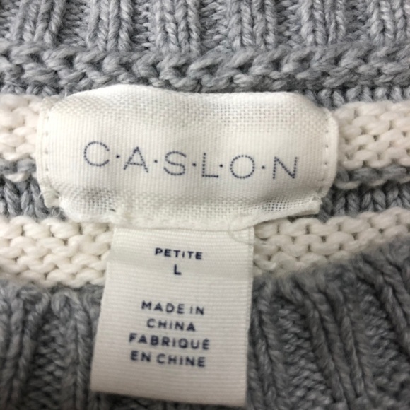 CASLON (Nordstrom) Gray & Cream Side Snap Pullover - Picture 5 of 8
